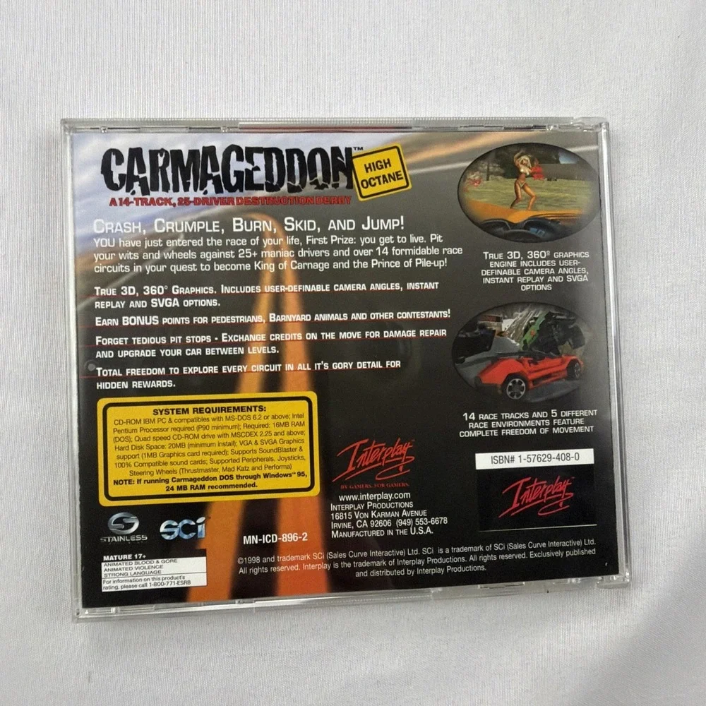 Carmageddon: High Octane for Big Box PC, Vintage 1998 RARE
